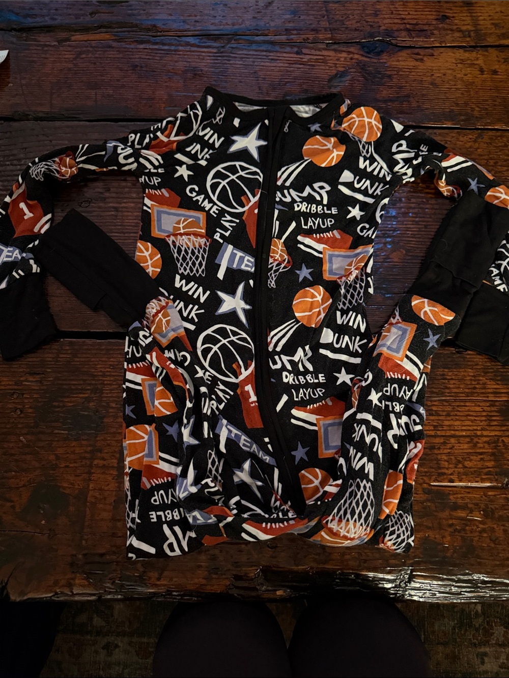Little sleepies Basketball Print Zippered One-Piece Pajama